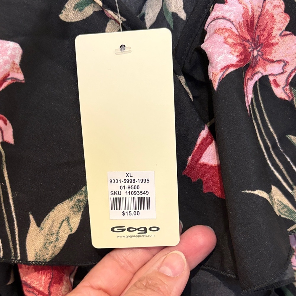 Indulge Elegant Black and Pink Floral Maxi Dress - Picture 4 of 7